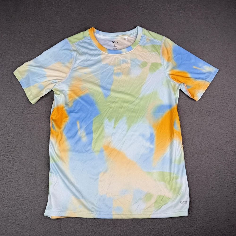 DSG Shirt Boys Large Blue Printed Movement Performance Short Sleeve DABJ1404PRT